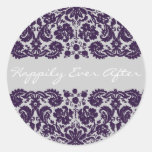 Damask Purple Wedding Stickers