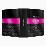 Damask Recipe Binder in PInk, Gray and Black #12DS