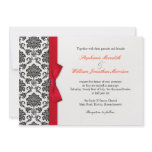 Damask Red Bow Wedding Invitation