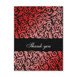 damask red chic  Thank You cards Postcards