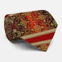 Damask Red Gold, Gold Chain Groom's Tie
