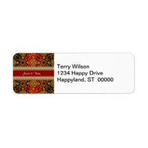 Damask Red Gold, Gold Chain Wedding Return Address Return Address Labels