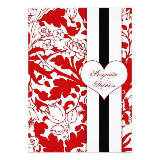 damask red rehearsal dinner invitations