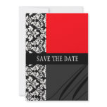 Damask Red Save The Date Card Announcements