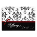 damask red Sweet Sixteen Invitation invitations