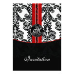 damask red wedding invitation