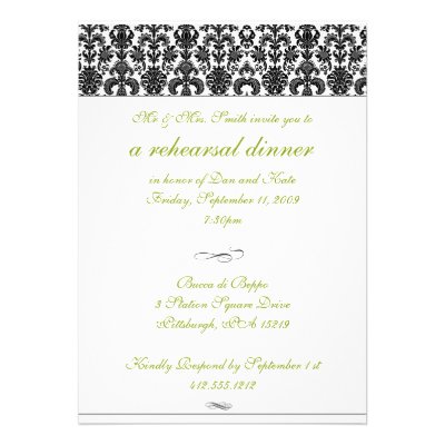 Damask Rehearsal Dinner Invitation