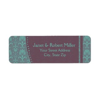 Damask Return Address Labels:Green And Brown label