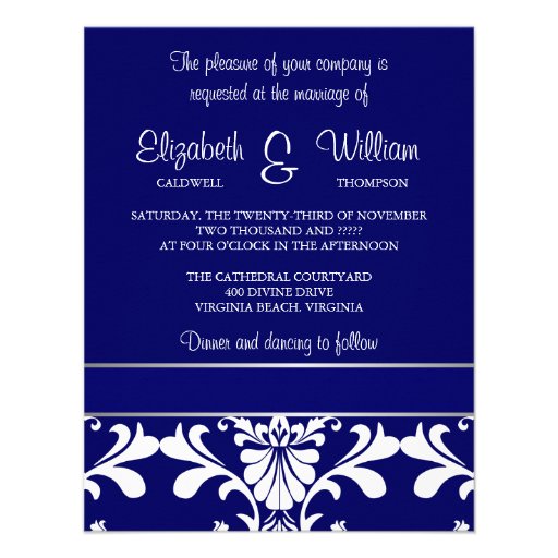 Damask & Ribbon Wedding Invitation