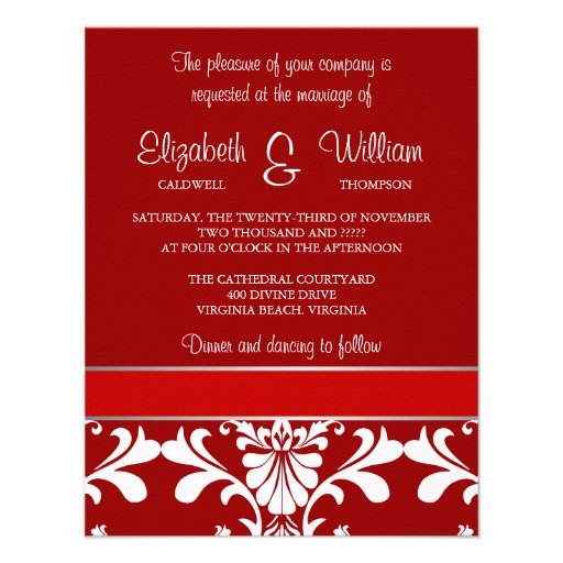 Damask & Ribbon Wedding Invitation