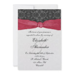 Damask Ribbon Wrapped Invitation - Red