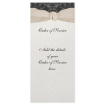 Damask Ribbon Wrapped Order of Service - Champagne Custom Rack Card