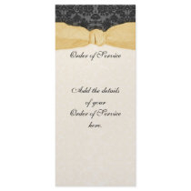 Damask Ribbon Wrapped Order of Service - Gold Full Color Rack Card