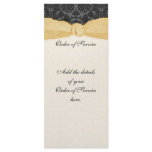 Damask Ribbon Wrapped Order of Service - Gold Full Color Rack Card