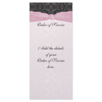 Damask Ribbon Wrapped Order of Service - Pink Custom Rack Card