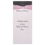 Damask Ribbon Wrapped Order of Service - Pink Custom Rack Card