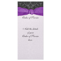 Damask Ribbon Wrapped Order of Service - Purple Rack Cards
