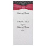 Damask Ribbon Wrapped Order of Service - Red Rack Card Template