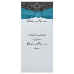 Damask Ribbon Wrapped Order of Service - Teal rack cards