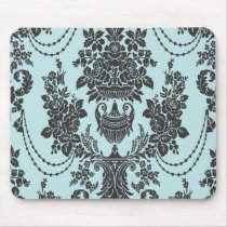 damask roses light blue and black mousepads