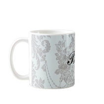 damask roses light blue and black mug