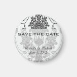 damask roses white and black.ai refrigerator magnet