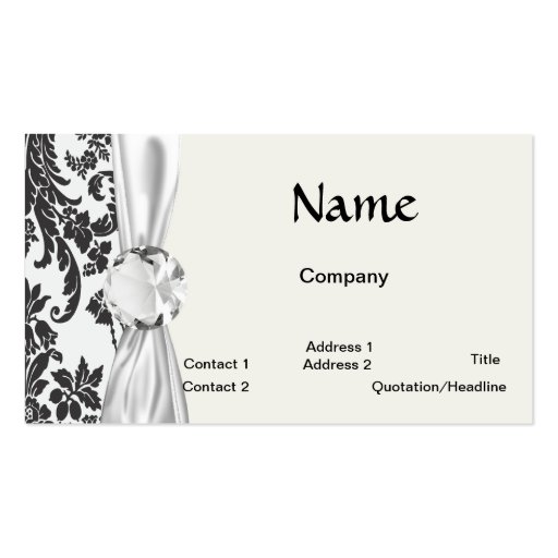 damask roses white and black business card templates