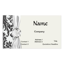 damask roses white and black business card templates