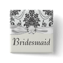 damask roses white and black pin