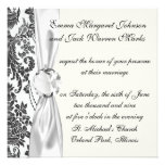 damask roses white and black invitations