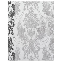 damask roses white and black letterhead design