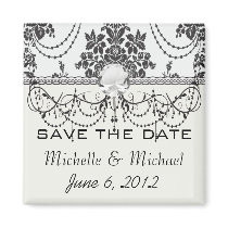 damask roses white and black refrigerator magnets