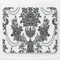 damask roses white and black mousepad