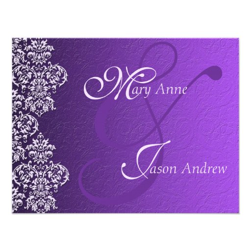 Damask Royal Purple Wedding Invitation Card