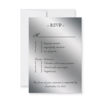 Damask RSVP Wedding Reply Card Black Silver Red Personalized Invite