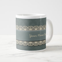 Damask Sage Green Tone on Tone Jumbo Mug
