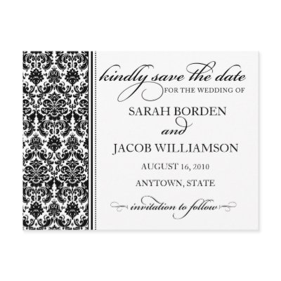 Damask Save the Date Card- Customize it! Post Cards