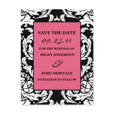 Damask Save the Date Postcards