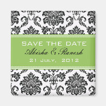 Damask Save the Date Wedding Announcement Refrigerator Magnets