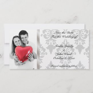 Damask Save the Date Wedding Photo Greeting Card
