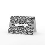 Damask & Scroll Frame Thank You card (Black)