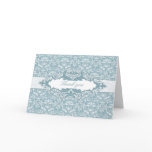 Damask & Scroll Frame Thank You card (Blue)