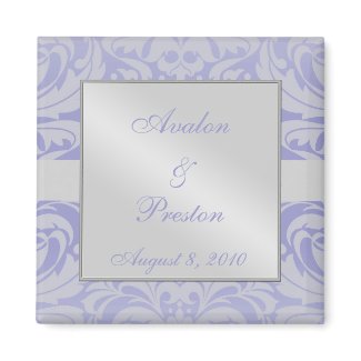 Damask Scroll Ribbon Blue Save The Date Magnet magnet