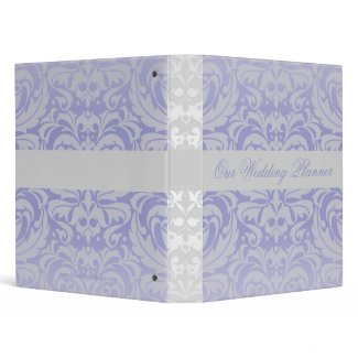 Damask Scroll Ribbon Blue Wedding Planner Binder binder