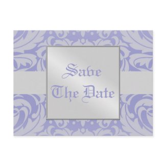 Damask Scroll Ribbon Box Save The Date Postcard postcard