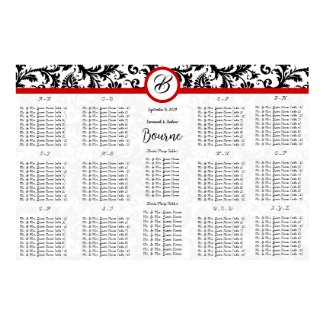Damask Seating Chart Table Numbers - Alphabetical print
