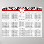 Damask Seating Chart Table Numbers - Alphabetical Posters