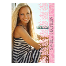 Damask See Through Photo Invitation