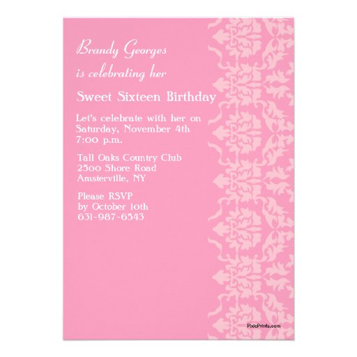 Damask See Through Photo Invitation