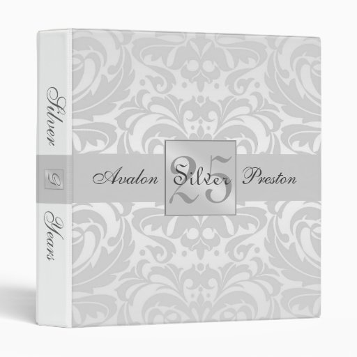 Damask Silver Anniversary Wedding Album Binder